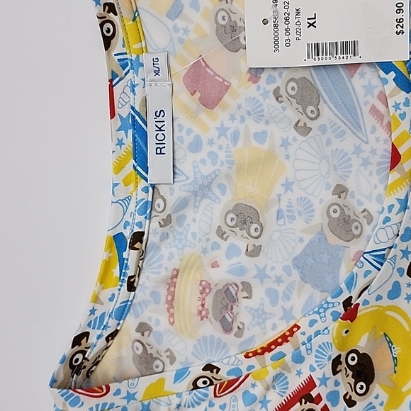 Ricki's Women's 2 Piece Pug PJ Soft Sleeveless Top & Short Blue Yellow Set Sz XL - Picture 12 of 16